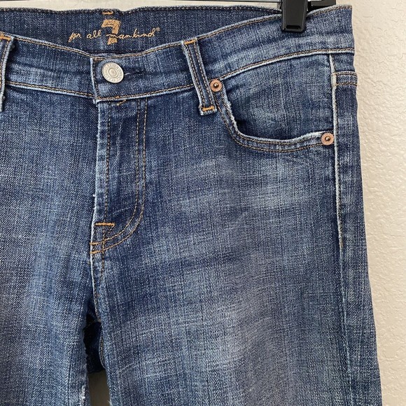 7 For All Mankind Jeans Size 30 Flare Wide Leg Dark Wash Denim - Picture 4 of 11